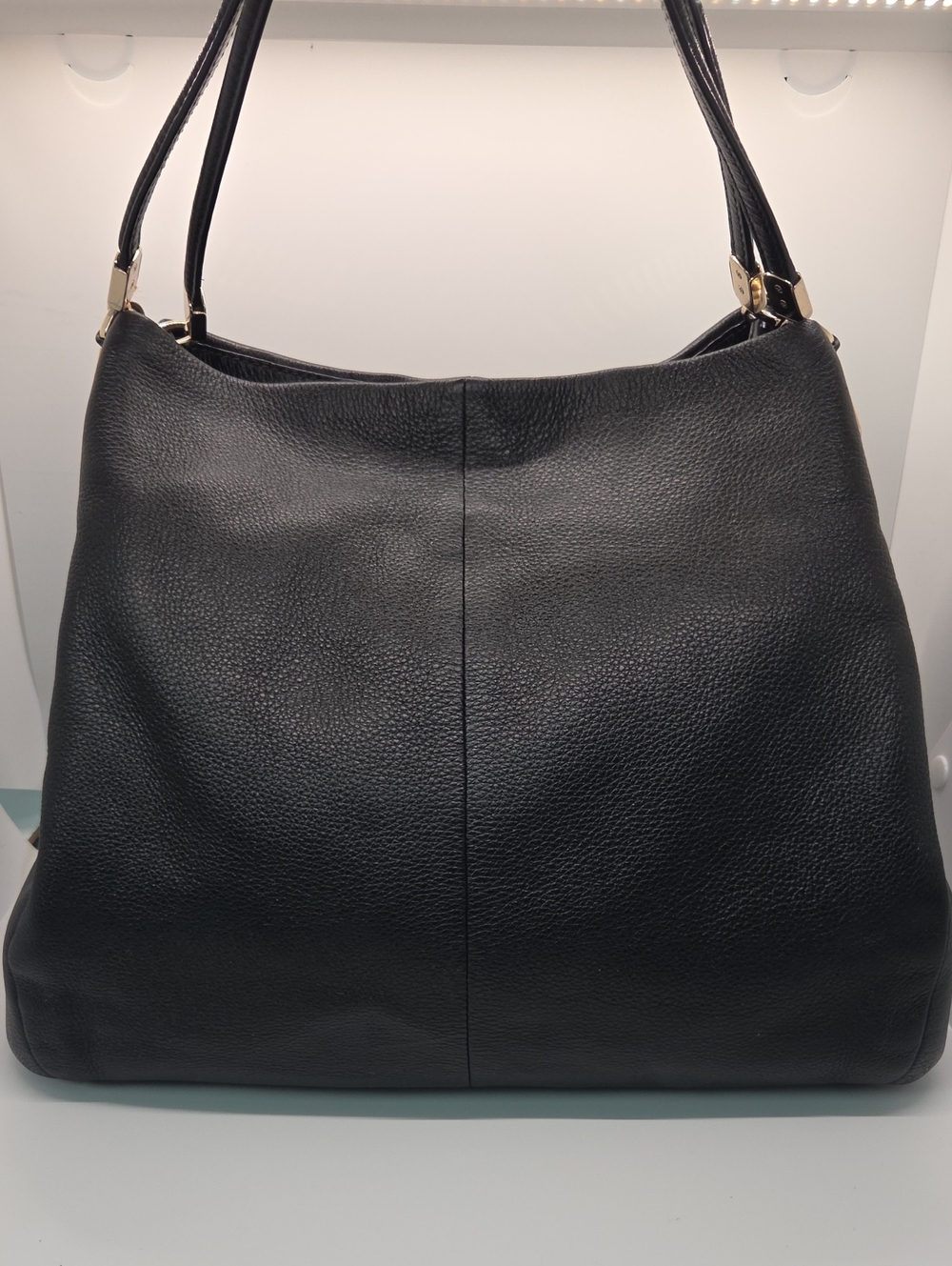 Coach Madison Phoebe Small Black Leather Shoulder Hobo Bag